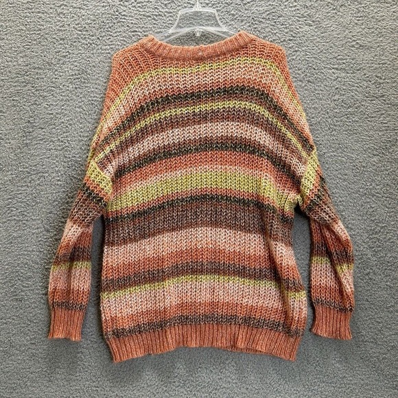 American Eagle Sweater‎ Womens Medium Multicolor Striped Chunky Knit Oversized - Picture 7 of 11